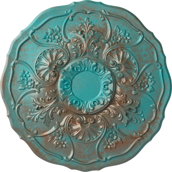 Ekena Millwork Cornelia Ceiling Medallion (Fits Canopies up to 4"), 22 1/2"OD x 1 1/2"P, Copper Green Patina CM22CNCGS - main